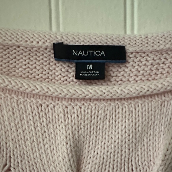 Nautica Pink Cable Knit Sweater sz M - Picture 6 of 10